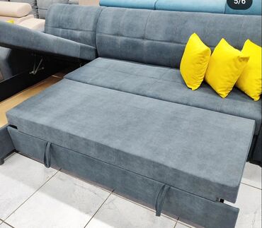 обшивка диван: Угловой диван, цвет - Серый, Б/у