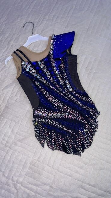 тренировочные платья для бальных танцев: Бальное платье, Короткая модель, цвет - Синий