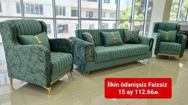 künc divan dəstləri: Yeni, Klassik divan, 3 kreslo, Bazalı, Açılan