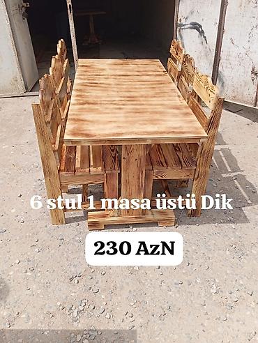 Bağ, çöl masa və oturacaq dəstləri: Taxta ŞAM ağacı. masa üstü 3*10 keçirme şam ağacı, ayaqlar istifade — 23
