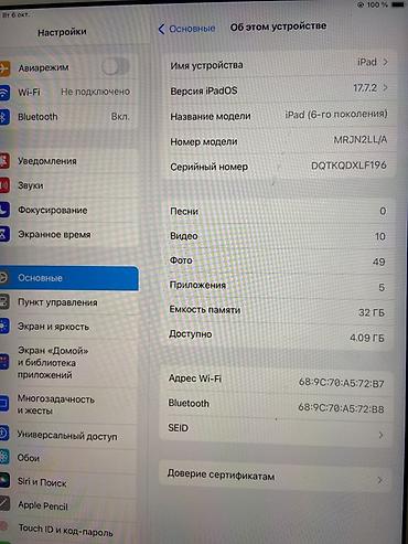 Планшеты: Apple iPad 9.7" (6‑го поколения), Wi‑Fi - Модель: iPad (6th gen) — 2