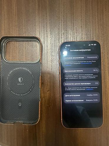 nokia 1110: IPhone 17 Pro, Б/у, 1 ТБ, Оранжевый, Чехол, 94 % — 2