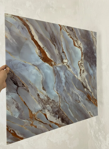 moydadir hamam ucun: Mərmər effekti verən PVC divar panelləri. 1.Arxası özü