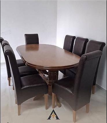 Sto baluster Dimenzije: 200×100 Cena: 240€ Stolice kljun Eko koza