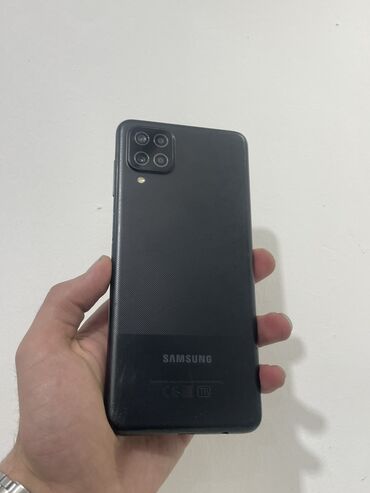 Samsung Galaxy A12, 64 ГБ, цвет - Черный, Кнопочный, Отпечаток пальца, Face ID