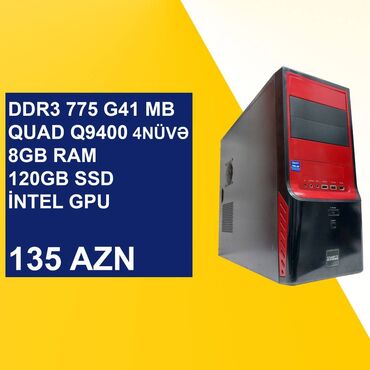 Masaüstü kompüterlər və iş stansiyaları: Masaüstü Kompüter "Qori G41 DDR3 Core 2 Quad Q9400” ⭐Tək Sistem Bloku