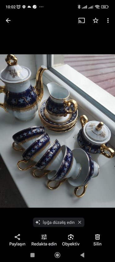 Seyflər: Çay dəsti, rəng - Göy, 5 nəfərlik