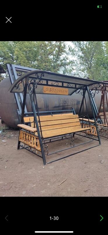 Садовые качели: Садовые качели Металл, Со спинкой, С крышей — 6