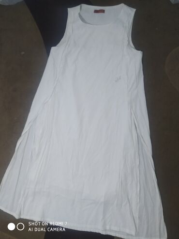 белый платия: Повседневное платье, Лето, 3XL (EU 46)