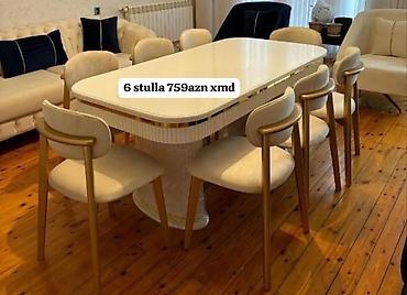 stullarin satisi: - Yemək masası və 6 ədəd stul dəsti - Masanın forması: ovala yaxın — 1