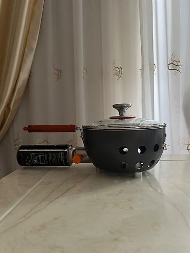 balıqcı: Özübişirən kamp tavası. Gördüyünüz bu məhsul, tam hündürlüyü 9,6 sm — 1
