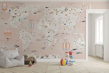 Фотообои: Фотообои для детской комнаты - Карта мира Четка и яркое качество - — 7