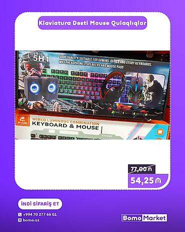 Masaüstü dəstlər: Klaviatura + Mouse + Qulaqlıq + Səsucaldan + Mousepad – 5-i 1-də — 1