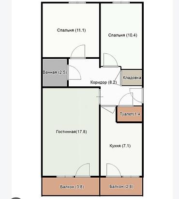 Продажа квартир: 3 комнаты, 68 м², 105 серия, 2 этаж, ПСО (под самоотделку) — 1
