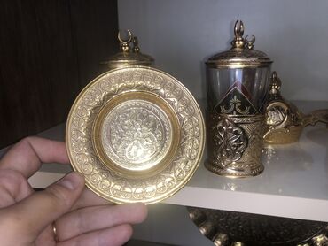 qelem qabi: Стаканы, цвет - Золотой, Набор из 6 шт., 200 мл, Турция
