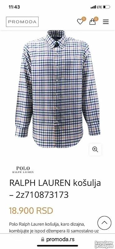 tamnoplava: Original Ralph Lauren kosulja XL ZIMSKA KOSULJA KARIRANA TOP Cena u — 5