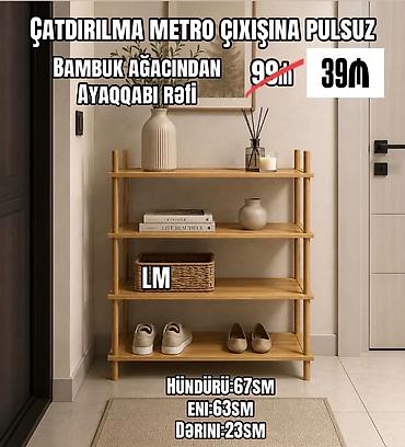 ucuz dolap: Bambuk ağacından ayaqqabı rəfi - Material: təbii bambuk - 4 mərtəbəli — 1