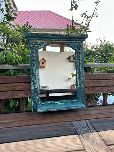 Restoran mebeli: Boho üslubunda rənglənmiş divar üstü güzgü, restoran, kafe və