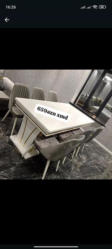 acilan stollar: Qonaq otağı üçün, Yeni, Açılmayan, Dördbucaq masa, 6 stul — 1