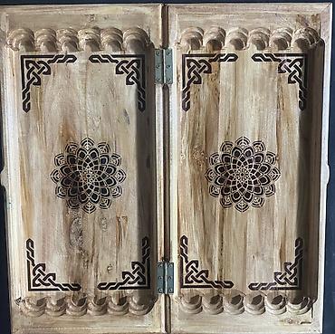 Нарды: Нарды ШАХМАТЫ на заказ ручной работы из дерева, украшенные резьбой — 21