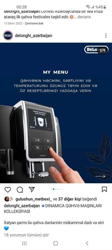 Qəhvə maşınları: Qəhvə maşını Delonghi, Avtomat, Yeni — 2