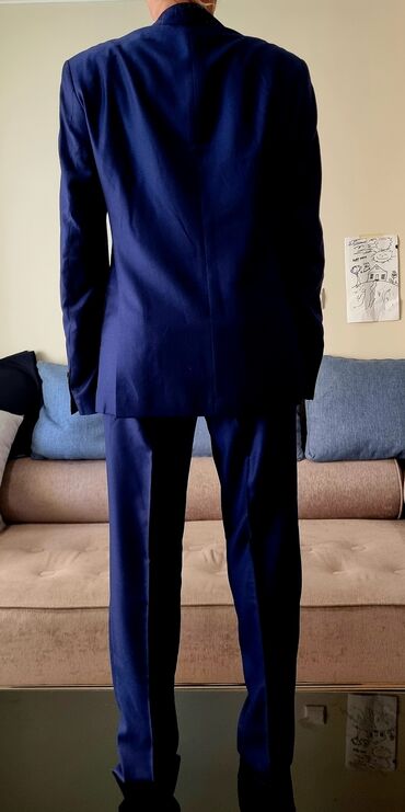 мужские клетчатые костюмы: Костюм M (EU 38), цвет - Синий