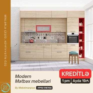 Sifarişlə mətbəx mebeli: Sifarişlə mətbəx dəsti, Özü çəkən petlələr, Parlaq laminat, Kredit var, Pulsuz çatdırılma — 10