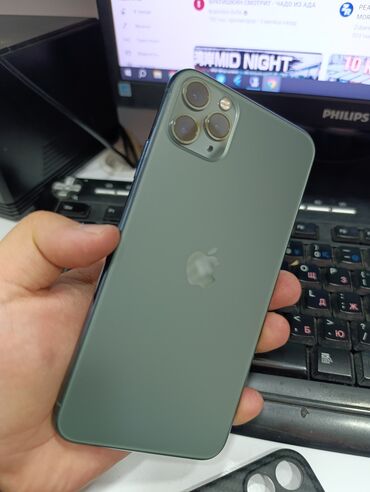 i phone 11 pro max price in kyrgyzstan: IPhone 11 Pro Max, Б/у, 256 ГБ, Зеленый, Чехол, 81 %