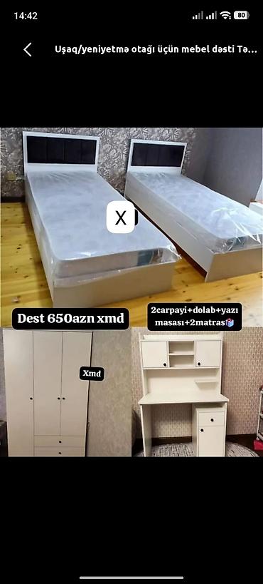 Oğlan və qız üçün, Yeni, 2 təknəfərlik çarpayı, Yazı masası lalafo.az -da Oğlan və qız üçün, Yeni, 2 təknəfərlik çarpayı, Yazı masası