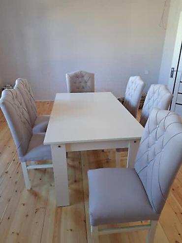 Masa və oturacaq dəstləri: Qonaq otağı üçün, Yeni, Açılmayan, Kvadrat masa, 6 stul — 8
