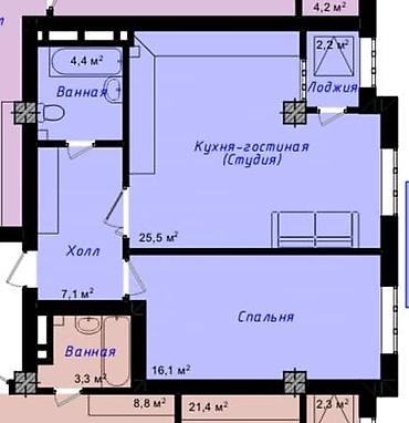 юг: Строится, Элитка, 1 комната, 55 м² — 5