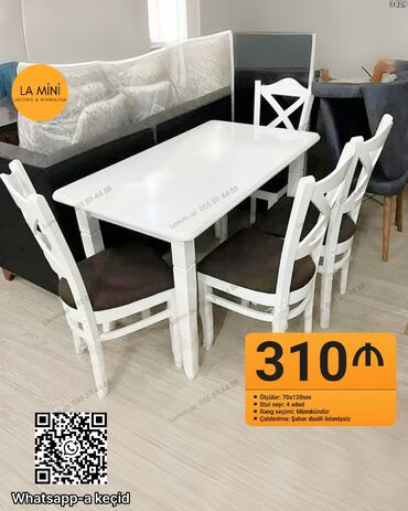 metbex masa: Mətbəx üçün, Açılmayan, Dördbucaq masa, 4 stul