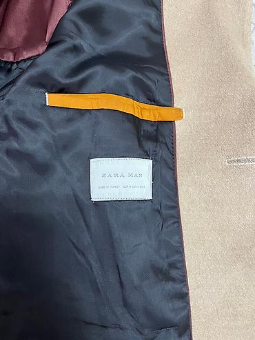 штаны кожаные: Мужское пальто, M, Zara, Б/у, цвет - Бежевый, Платная доставка — 3