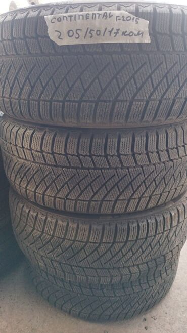 Шиналар 205 / 50 / R 17, Кыш, Колдонулган, Комплект, Жеңил унаалар, Continental