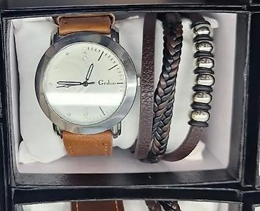 Setovi nakita: Muški set sat + narukvica u poklon kutiji. - Analogni kvarcni sat sa — 8