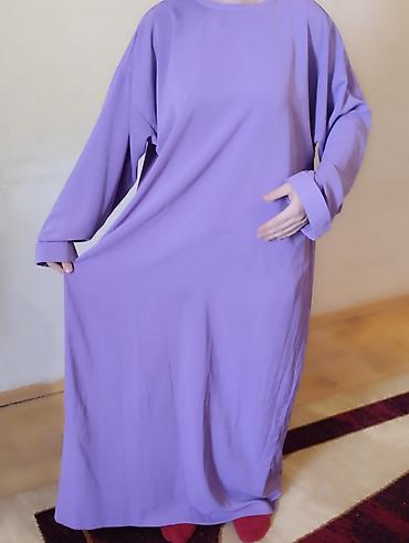 ev ayaqqabisi: Bənövşəyi rəngli uzun don - Model: oversize, rahat kəsim - Uzunluq — 1