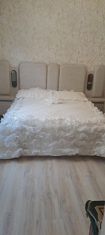 Текстиль: Ağ rəngli zərif yataq örtüyü dəsti - Material: şəffaf, yüngül və — 2