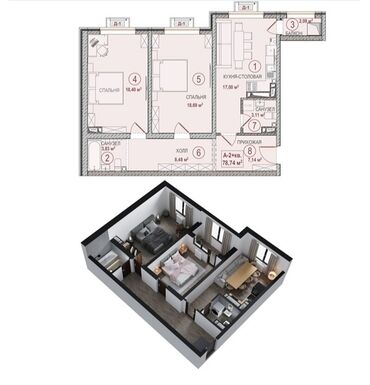 элитную: 2 комнаты, 78 м², Элитка, 7 этаж, Евроремонт