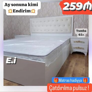 i̇ki neferlik divan: Новый, Двуспальная кровать, С матрасом