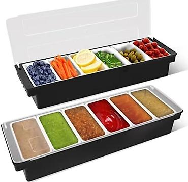 metbex qablari: Bar/mətbəx bəzək və sous dispenseri – 6 bölməli qida təşkilatçısı - — 1