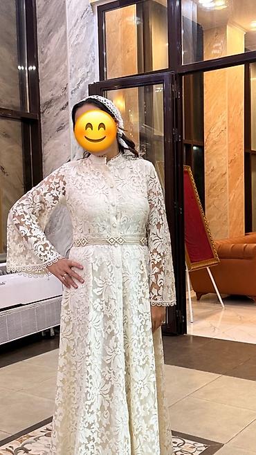 Үлпөт көйнөктөрү жана аксессуарлар: Кыз узатууга көйнөк, XL, Куру менен, Колдонулган, түсү - Саргыч боз — 2