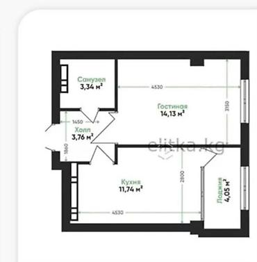 Продажа квартир: 1 комната, 37 м², Тунгуч мкр Элитка, 3 этаж, ПСО (под самоотделку) — 3