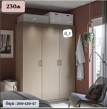 Paltar dolabları, qarderoblar: G_1 geyim dolabları Model 1 – 2 qapılı (ağ) - Ölçü: 200 × 90 × 47 sm — 7