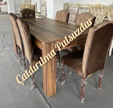 Qonaq otağı üçün, Yeni, Açılmayan masa, Dördbucaq masa, 6 stul, Azərbaycan