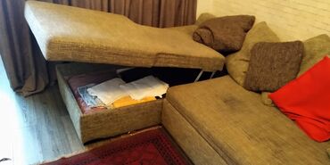 divan 60: Угловой диван, Б/у, Раскладной, С подъемным механизмом, Ткань, Нет доставки