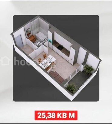 квартира кок жаре: 1 комната, 26 м², Элитка, 1 этаж, ПСО (под самоотделку)