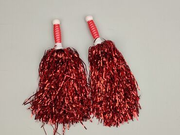 Para używanych, czerwonych pomponów cheerleaderskich w bardzo dobrym