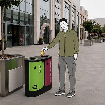 цветок: Для раздельного сбора мусора, Материал: Сталь, 90 л — 1