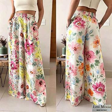 mango ogrlice: Ženske široke pantalone – Emi Moda, Made in Italy - Kroj: široke — 7