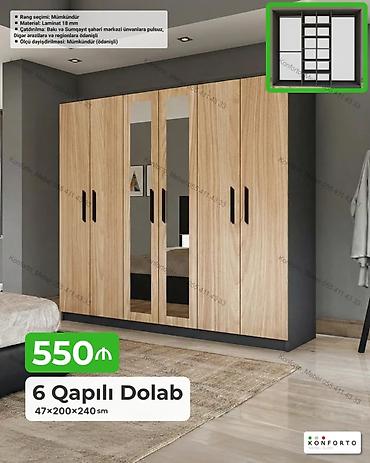 6 qapılı paltar dolabı – 47×200×240 sm - Material: 18 mm laminat -